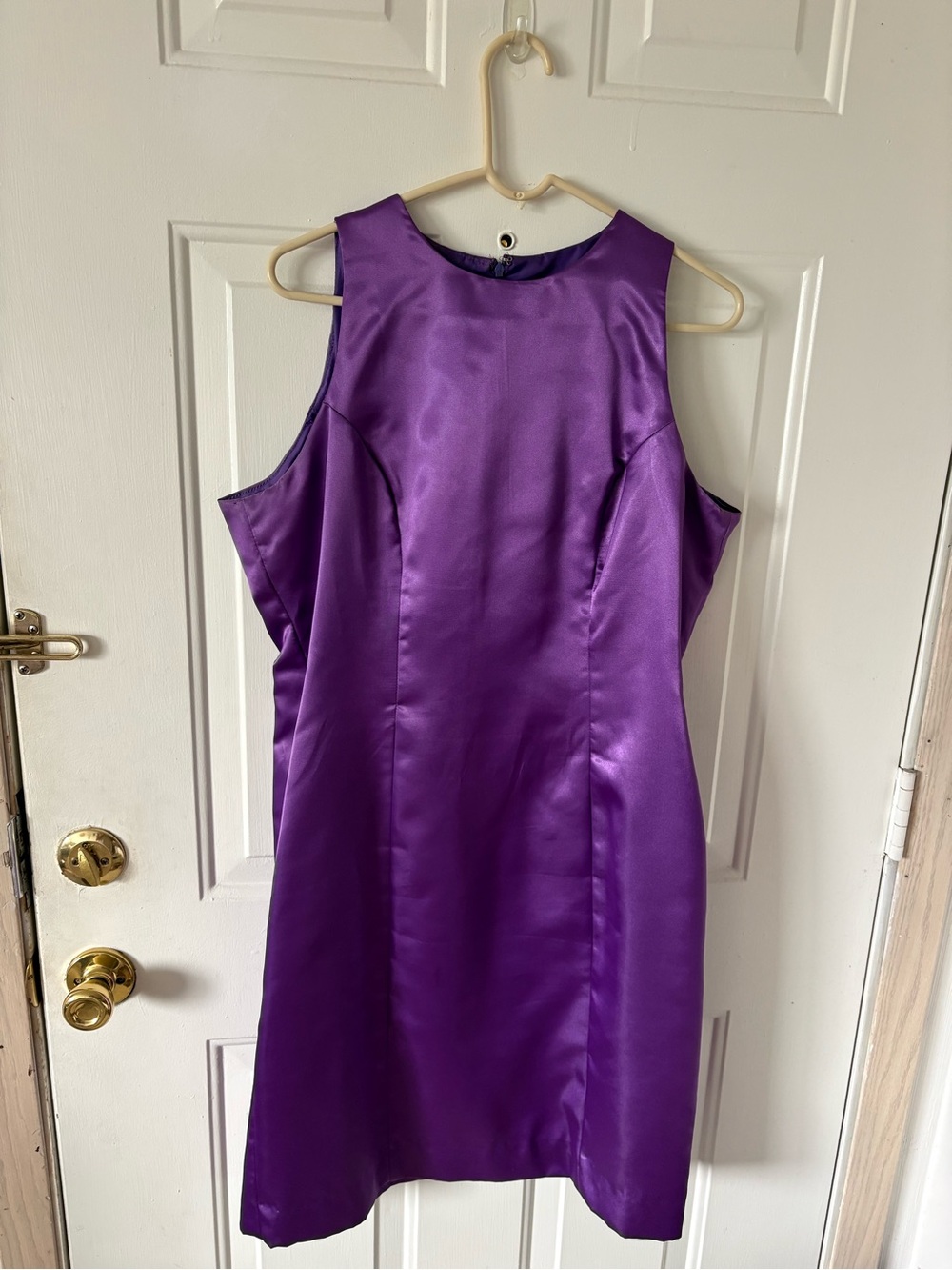 1995 Handmade Purple Satin Sheath Dress